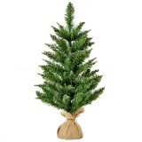 Mini Brad de Craciun Artificial 60 cm, Pin, 70 Ramuri, cu baza in iuta, decoratiune de Craciun HOMCOM | Aosom RO