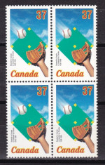 Canada 1988 sport baseball MI 1101 bloc de 4 MNH w59 foto