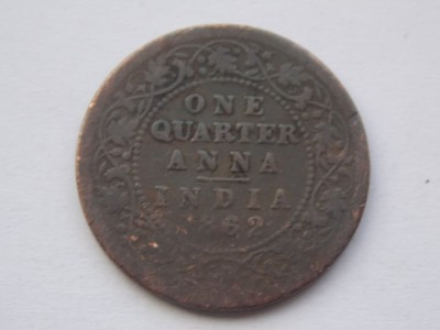 QUARTER ANNA 1862 INDIA BRITANICA foto