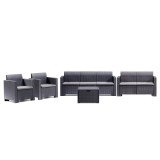 Set mobilier gradina Leziter Nero Large 7 locuri, Plastic Antracit, Rezistent UV &amp; Intemperii, Intretinere Usoara, Italia