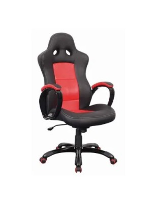 Scaun directorial SL Q029, Piele ecologica, Inaltime ajustabila, Mecanism balansare, Rotire 360 ˚, 100 kg, Rosu/Negru foto