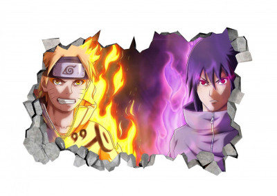 Sticker decorativ, gaura in perete 3D, Naruto, 85 cm, 1020STK foto