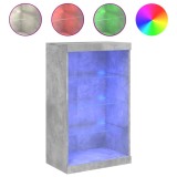 Cumpara ieftin Servanta cu lumini LED, gri beton, 60,5x37x100 cm