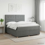Cumpara ieftin Pat boxspring cu saltea Gri inchis 160 x 200 cm Tesatura