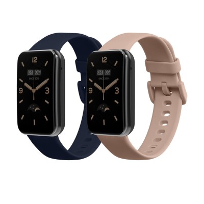 Set 2 Curele Kwmobile pentru Xiaomi Mi Band 7 Pro, Negru/Crem, Silicon, 59602.06 foto