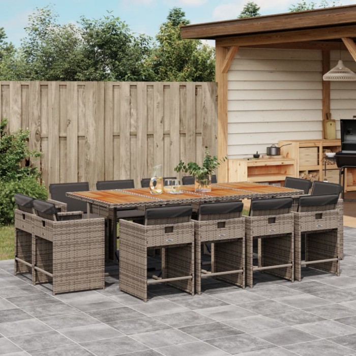 vidaXL Set mobilier de grădină cu perne, 13 piese, gri, poliratan 3211226
