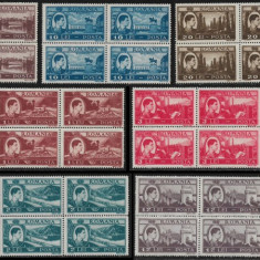 Romania 1947 - Uzuale Mihai - Vederi LP 219, blocuri de 4 timbre MNH