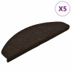 Covorase pentru scari autoadezive, 5 buc., 65x21x4 cm, maro inchis, semirotunde, mari