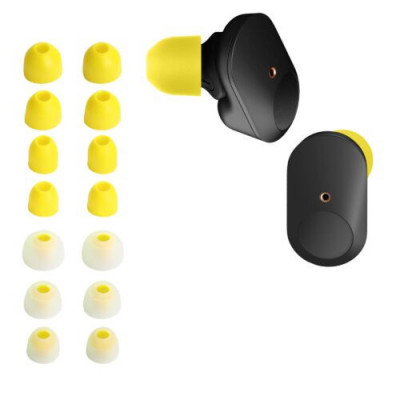 Set 14 Eartip kwmobile pentru Sony WF-1000XM3/WF-1000XM4, Silicon, Galben/Alb, 50710.06 foto