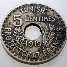 7.593 TUNISIA PROTECTORAT FRANCEZ MUHAMMAD AL-NASIR BEY 5 CENTIMES 1919