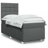 VidaXL Pat box spring cu saltea, gri &icirc;nchis, 100x200 cm, textil 3292700