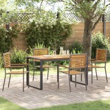 VidaXL Set de masă pentru grădină 5 pcs Gri, Lemn 140 x 80 x 75 cm