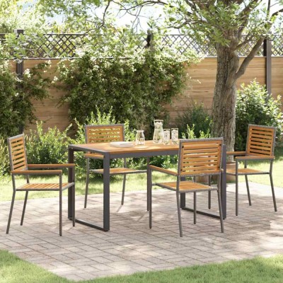 vidaXL Set de masă pentru grădină 5 pcs Gri și Lemn 140 x 80 x 75 cm 3365473 foto