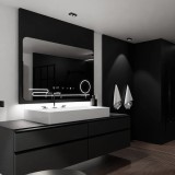 Oglinda LED Rectangulara, 100x60cm, Harmonie MotionGlow Marcello, Sistem Dezaburire, Ceas &amp; Termometru, Lupa Cosmetica, Dimabila ModernLight Concept