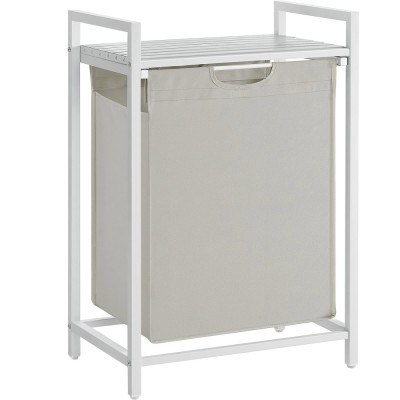 VASAGLE Cos de rufe, sac de rufe detasabil, raft, cadru metalic, 65L, 50x33x72 cm, alb Household NewTrend foto
