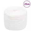 VidaXL Frânghie de barcă, alb complet, 10 mm, 25 m, polipropilenă