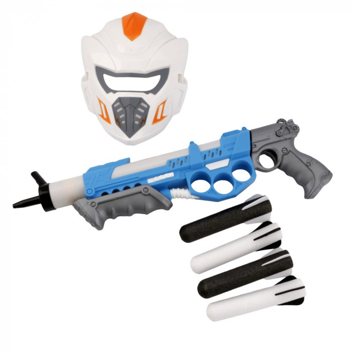 Arma spatiala cu masca Eddy Toys, 4 sageti burete, plastic, Multicolor