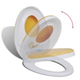 Cumpara ieftin Capac WC cu inchidere silentioasa, alb &amp; galben, adulti/copii