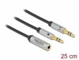 Cablu stereo jack 3.5mm 4 pini la 2 x jack 3.5mm pentru casca + microfon M-T (CTIA), Delock 66740