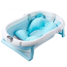 Cadita pliabila cu termometru si suport anatomic Primabobo Genua blue, certificat EN71, include dop si hamac detasabil foto