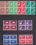 ROMANIA 1957 LP 448 FAUNA DIN DELTA DUNARII BLOCURI DE 4 TIMBRE MNH