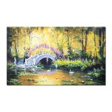 Tablou celebru pictat manual living, Podul japonez, 100x60cm ulei pe panza, reproducere Claude Monet