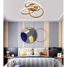 Lustra LED 84W, spirale, culoare corp auriu, telecomanda, aplicatie telefon, lumina/rece/calda/neutra, intensitate reglabila, diametru 48CM