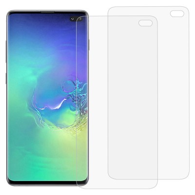 Folie Protectie Ecran OEM pentru Samsung Galaxy S10+ G975, Plastic, Full Face, Edge Glue, Set 2 buc, 3D foto