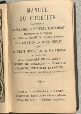 Manuel du chretien contenant les Psaumes, le Nouveau Testament foto