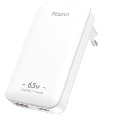 Incarcator Retea Dudao A65Q Travel, 65W, 3.25A, 1 x USB-A - 1 x USB-C, Alb foto
