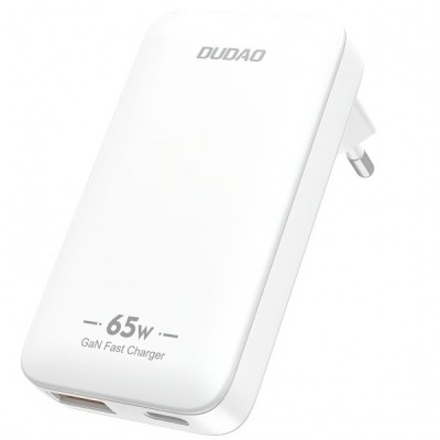 Incarcator Retea Dudao A65Q Travel, 65W, 3.25A, 1 x USB-A - 1 x USB-C, Alb foto