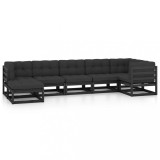 Set mobilier de gradina cu perne, 7 piese, lemn masiv de pin