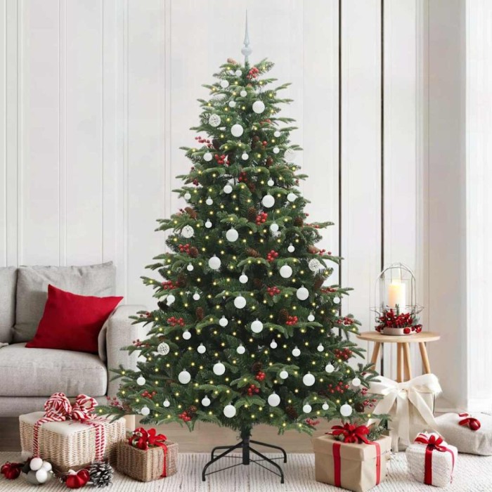 vidaXL Brad de Crăciun artificial Verde 210 cm PVC și metal și plastic 3395562