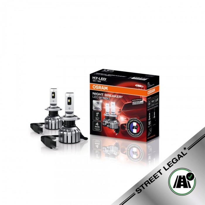 Leduri auto H7 omologate RAR, Osram Night Breaker LED, gen 2, +230%, 16 W, 12 V