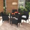 vidaXL Set de masă pentru grădină cu perne, 5 piese, negru, poliratan 3095010