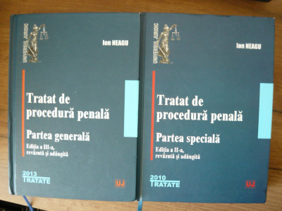 ION NEAGU - TRATAT DE PROCEDURA PENALA ( 2 volume, cu autograf) foto