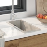 vidaXL Chiuvetă de bucătărie cu orificiu pentru overflow Granit Bej