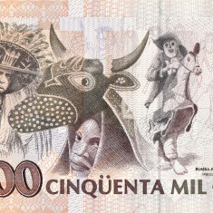 Bancnota BRAZILIA 50,000 Cruzeiros nedatata, circa 1992, UNC