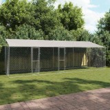 Cumpara ieftin Cusca pentru caini cu acoperis Argintiu 800 x 200 x 256 cm