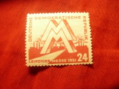 Timbru DDR 1951 - Targul din Leipzig , val. 24pf
