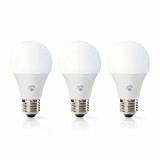 Bec LED Smart WiFi Nedis, E27, 9W, 806lm, 2700K-6500K, set 3 bucati