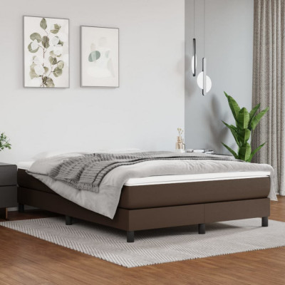 vidaXL Cadru de pat, maro, 140x200 cm, piele ecologică foto