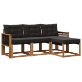 vidaXL Set de canapele de exterior cu pernă 4 pcs Natural și Negru 3381872