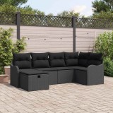 vidaXL Set de canapele pentru grădină cu pernă 6 pcs Negru Rattan poli 3358982