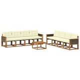 vidaXL Set de canapele de exterior cu pernă 9 pcs Natural și Crem 3381850