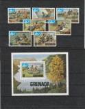 Grenada 1975-Jamborea cercetasilor,serie 7 val si colita,MNH,Mi.677-683 si bl.45, Organizatii internationale, Nestampilat