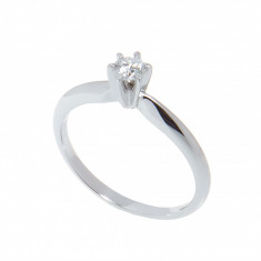 Inel aur alb 18 K, diamant 0.20 ct, model de logodna, circumferinta 49 mm foto