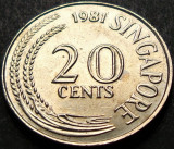 Cumpara ieftin Moneda exotica 20 CENTI - SINGAPORE, anul 1981 * cod 5216 = A.UNC, Asia