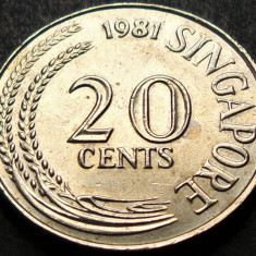 Moneda exotica 20 CENTI - SINGAPORE, anul 1981 * cod 5216 = A.UNC