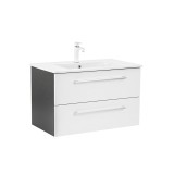 Masca Chiuveta Baie Leziter Vario Clam 80 Suspendat 80cm Alb-Antracit cu Lavoar Ceramic